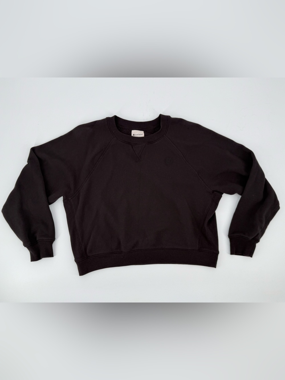 Pure Barre Cropped Crewneck Pullover Monochromatic Sweatshirt M